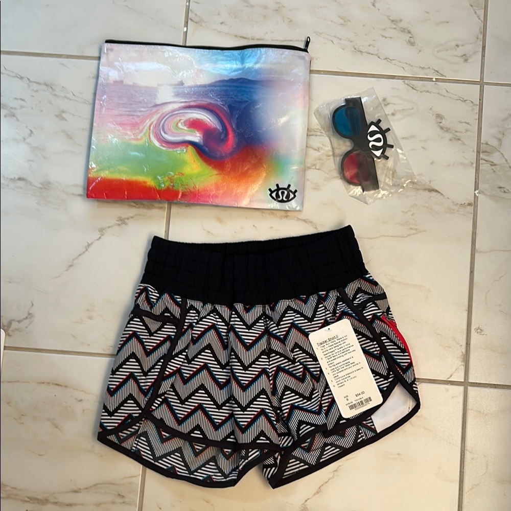 Black and White Chevron Seawheeze Shorts with Pouch